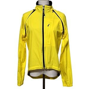 Louis Garneau Jacket Womens S Yellow Windbreaker Cycling Full Zip Reflective‎